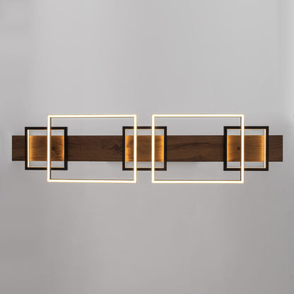 Suspension à LED intégrée linéaire en bois à 3/5 lumières pour îlot de cuisine
