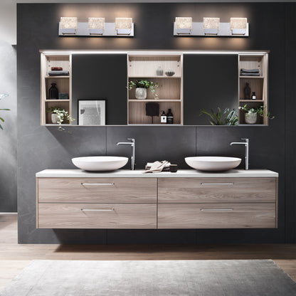 C Cattleya Luminaire de salle de bain à LED intégrée en acier inoxydable 3000K avec abat-jour en verre artistique - Chrome