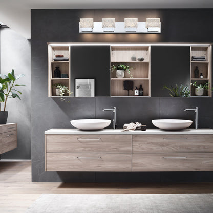 C Cattleya Luminaire de salle de bain à LED intégrée en acier inoxydable 3000K avec abat-jour en verre artistique - Chrome