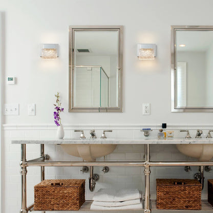 C Cattleya Luminaire de salle de bain à LED intégrée en acier inoxydable 3000K avec abat-jour en verre artistique - Chrome