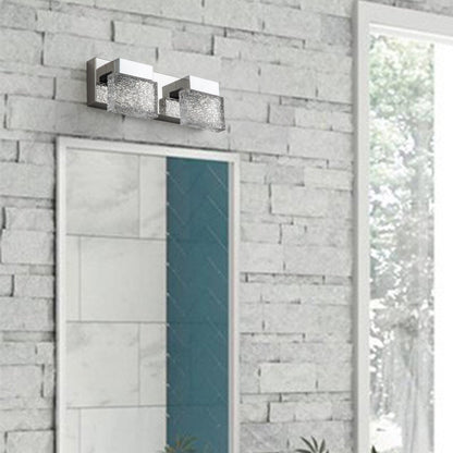 C Cattleya Luminaire de salle de bain à LED intégrée en acier inoxydable 3000K avec abat-jour en verre artistique - Chrome