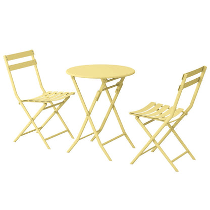 Ensemble de bistro de terrasse minimaliste 3 pièces, composé d'une table ronde et de chaises pliantes - Ensemble-de-bistro-de-terrasse-3-pieces