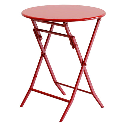 Ensemble de bistro de terrasse minimaliste 3 pièces, composé d'une table ronde et de chaises pliantes - Ensemble-de-bistro-de-terrasse-3-pieces
