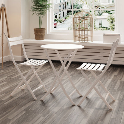 Ensemble de bistro de terrasse minimaliste 3 pièces, composé d'une table ronde et de chaises pliantes - Ensemble-de-bistro-de-terrasse-3-pieces
