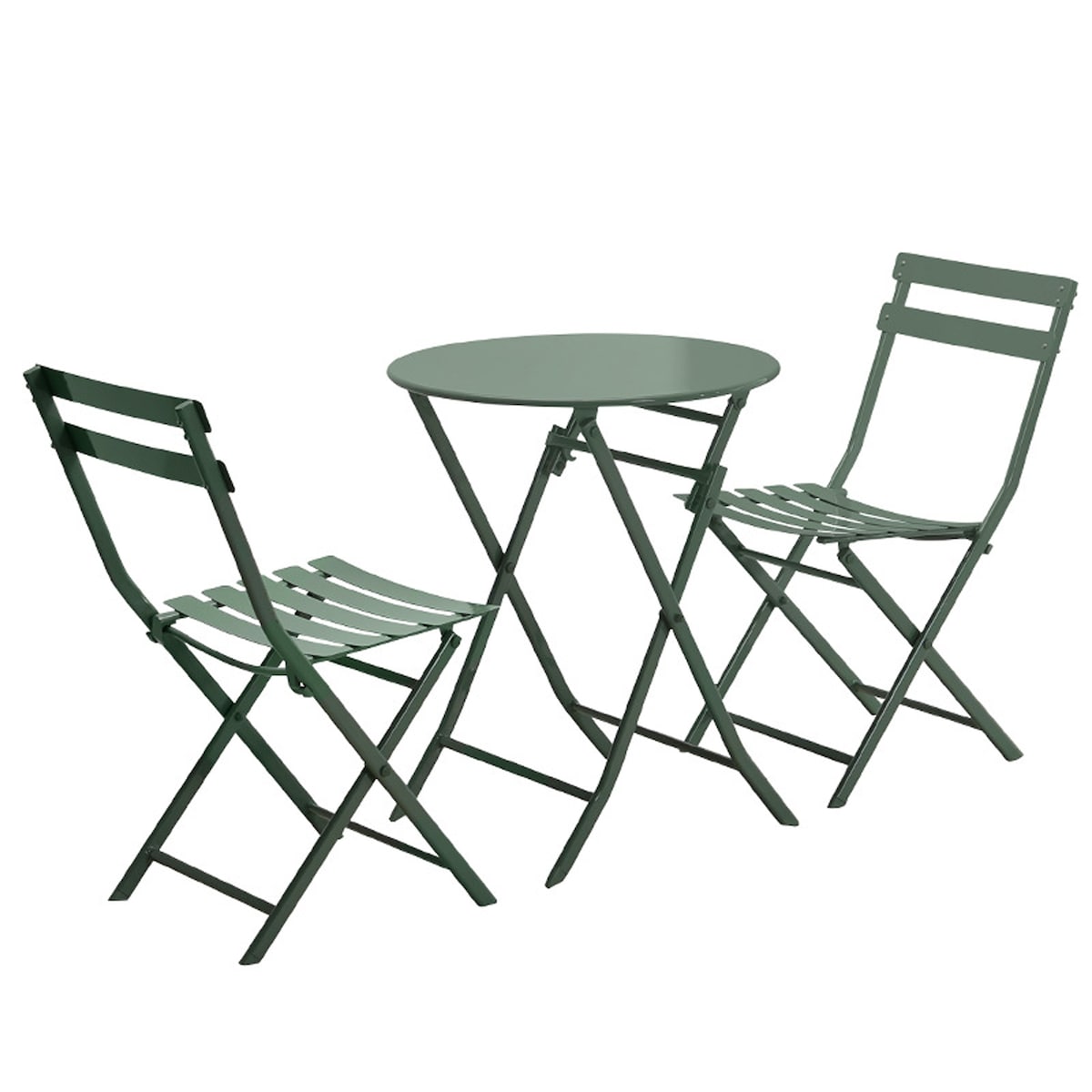Ensemble de bistro de terrasse 3 pièces : table ronde et chaises pliantes