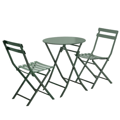 Ensemble de bistro de terrasse 3 pièces : table ronde et chaises pliantes