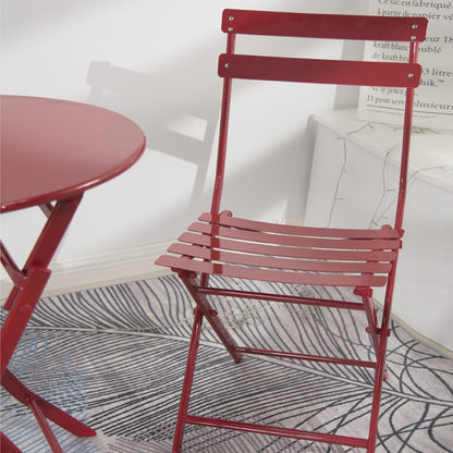 Ensemble de bistro de terrasse 3 pièces : table ronde et chaises pliantes