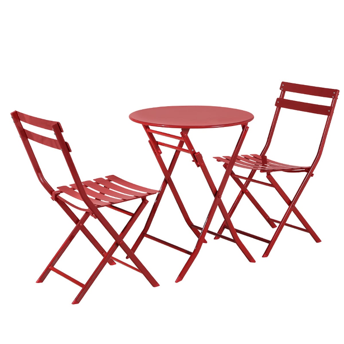 Ensemble de bistro de terrasse 3 pièces : table ronde et chaises pliantes