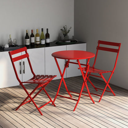 Ensemble de bistro de terrasse 3 pièces : table ronde et chaises pliantes