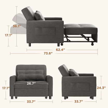 Canapé-lit convertible 3-en-1, canapé-lit escamotable, lit pliable pour salon.