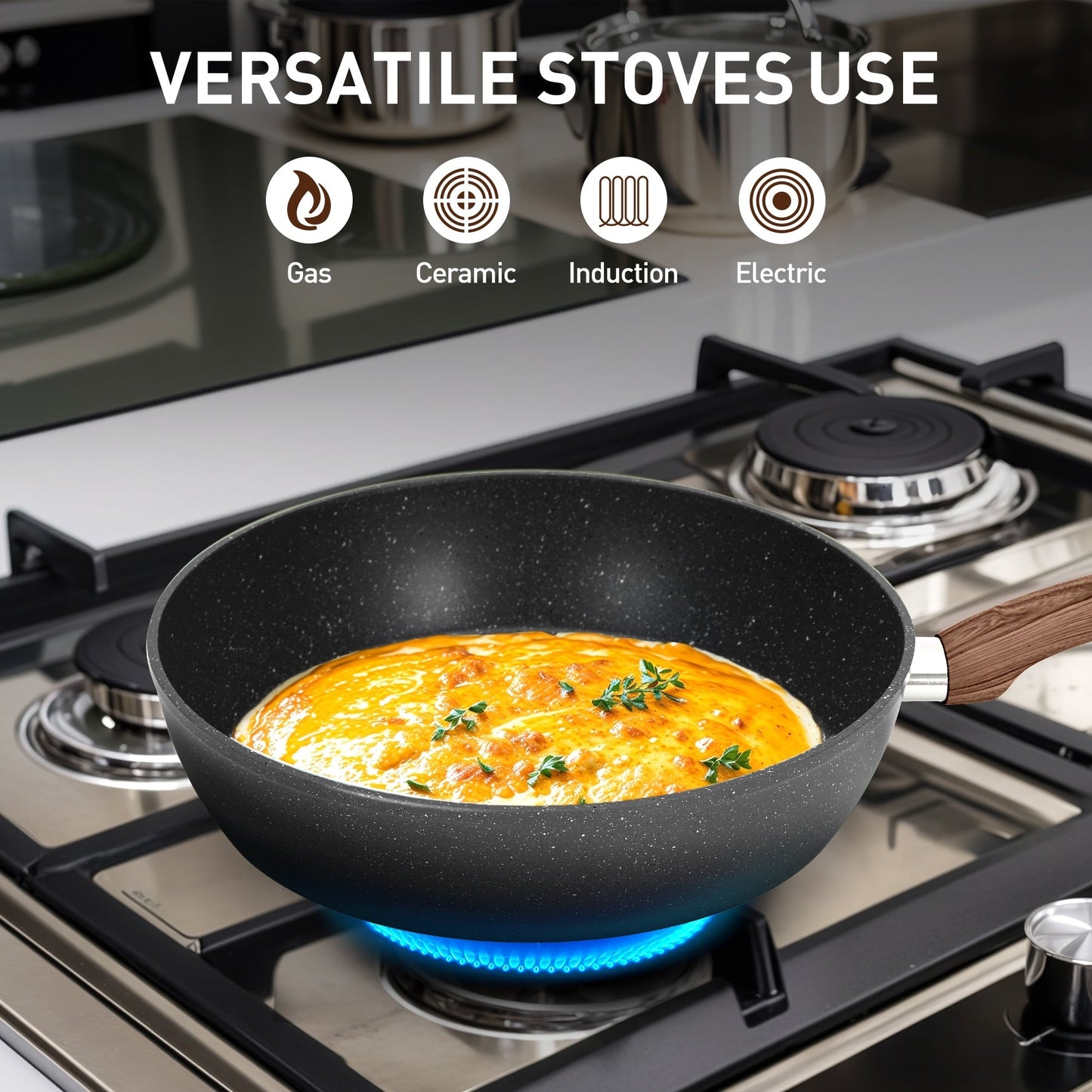 Ensemble de 30 pièces pour cuisine, ustensiles de cuisine et de pâtisserie en granit, ensemble de casseroles et poêles antiadhésives.