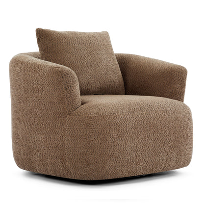 Chaise pivotante à 360°, chaise d'appoint en boucle de 38,2 pouces avec coussin décoratif, chaise de canapé en forme de tonneau avec accoudoirs incurvés.