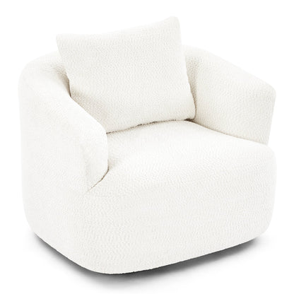 Chaise pivotante à 360°, chaise d'appoint en boucle de 38,2 pouces avec coussin décoratif, chaise de canapé en forme de tonneau avec accoudoirs incurvés.