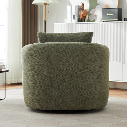 Chaise pivotante à 360°, chaise d'appoint en boucle de 38,2 pouces avec coussin décoratif, chaise de canapé en forme de tonneau avec accoudoirs incurvés.