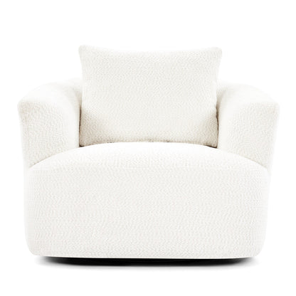 Chaise pivotante à 360°, chaise d'appoint en boucle de 38,2 pouces avec coussin décoratif, chaise de canapé en forme de tonneau avec accoudoirs incurvés.