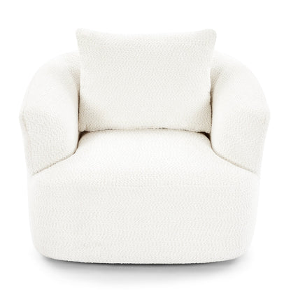 Chaise pivotante à 360°, chaise d'appoint en boucle de 38,2 pouces avec coussin décoratif, chaise de canapé en forme de tonneau avec accoudoirs incurvés.