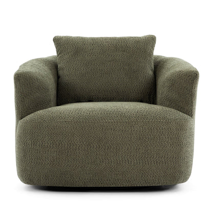 Chaise pivotante à 360°, chaise d'appoint en boucle de 38,2 pouces avec coussin décoratif, chaise de canapé en forme de tonneau avec accoudoirs incurvés.