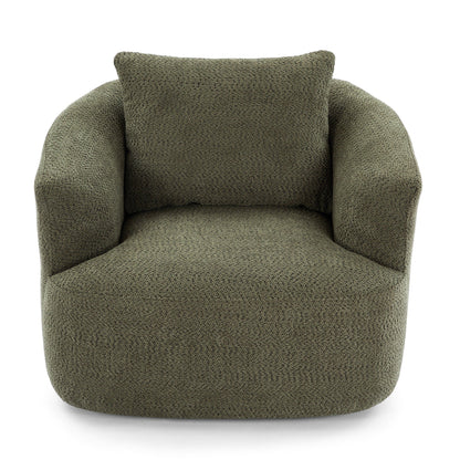 Chaise pivotante à 360°, chaise d'appoint en boucle de 38,2 pouces avec coussin décoratif, chaise de canapé en forme de tonneau avec accoudoirs incurvés.