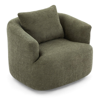Chaise pivotante à 360°, chaise d'appoint en boucle de 38,2 pouces avec coussin décoratif, chaise de canapé en forme de tonneau avec accoudoirs incurvés.