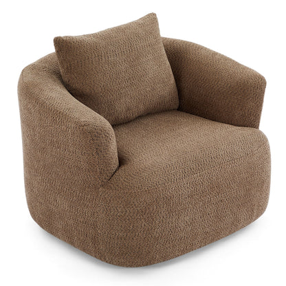 Chaise pivotante à 360°, chaise d'appoint en boucle de 38,2 pouces avec coussin décoratif, chaise de canapé en forme de tonneau avec accoudoirs incurvés.