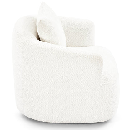 Chaise pivotante à 360°, chaise d'appoint en boucle de 38,2 pouces avec coussin décoratif, chaise de canapé en forme de tonneau avec accoudoirs incurvés.