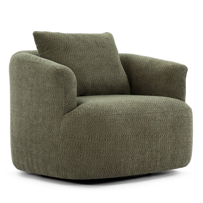 Chaise pivotante à 360°, chaise d'appoint en boucle de 38,2 pouces avec coussin décoratif, chaise de canapé en forme de tonneau avec accoudoirs incurvés.
