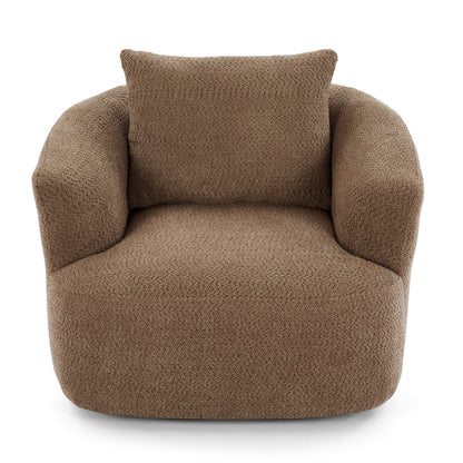Chaise pivotante à 360°, chaise d'appoint en boucle de 38,2 pouces avec coussin décoratif, chaise de canapé en forme de tonneau avec accoudoirs incurvés.