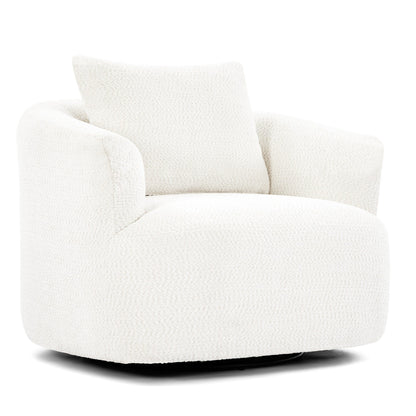Chaise pivotante à 360°, chaise d'appoint en boucle de 38,2 pouces avec coussin décoratif, chaise de canapé en forme de tonneau avec accoudoirs incurvés.