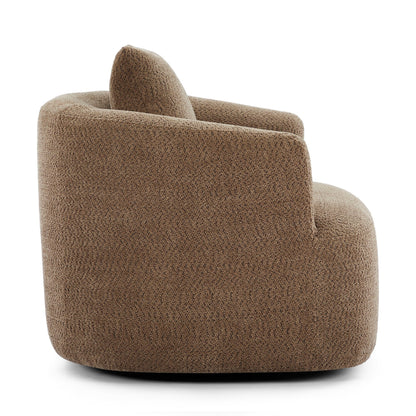 Chaise pivotante à 360°, chaise d'appoint en boucle de 38,2 pouces avec coussin décoratif, chaise de canapé en forme de tonneau avec accoudoirs incurvés.