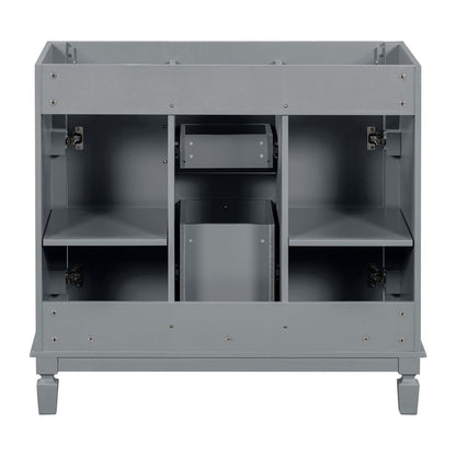 Meuble-lavabo moderne de 91 cm (36 pouces) pour salle de bain avec lavabo intégré et armoire à miroir, 2 portes et 2 tiroirs.