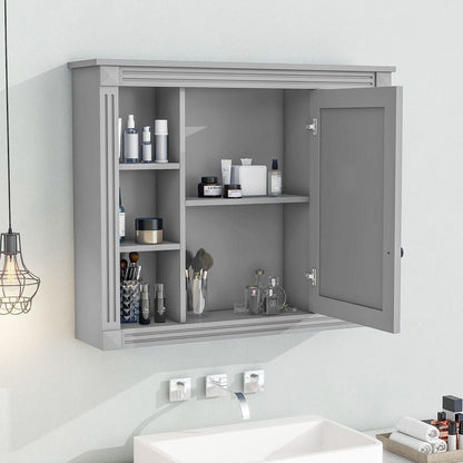 Meuble-lavabo moderne de 91 cm (36 pouces) pour salle de bain avec lavabo intégré et armoire à miroir, 2 portes et 2 tiroirs.