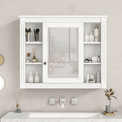 Meuble-lavabo moderne de 91 cm (36 pouces) pour salle de bain avec lavabo intégré et armoire à miroir, 2 portes et 2 tiroirs.