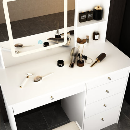 Ensemble coiffeuse et miroir de maquillage de 99,5 cm de large avec tabouret et miroir pour chambre à coucher