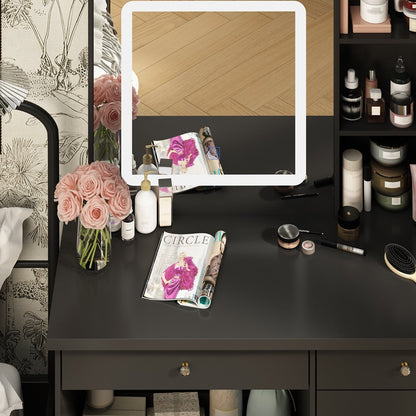 Ensemble coiffeuse et miroir de maquillage de 99,5 cm de large avec tabouret et miroir pour chambre à coucher