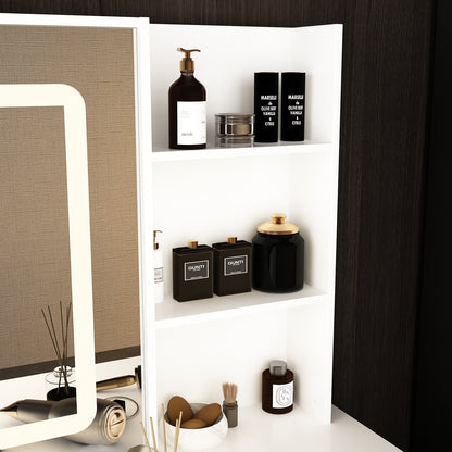 Ensemble coiffeuse et miroir de maquillage de 99,5 cm de large avec tabouret et miroir pour chambre à coucher