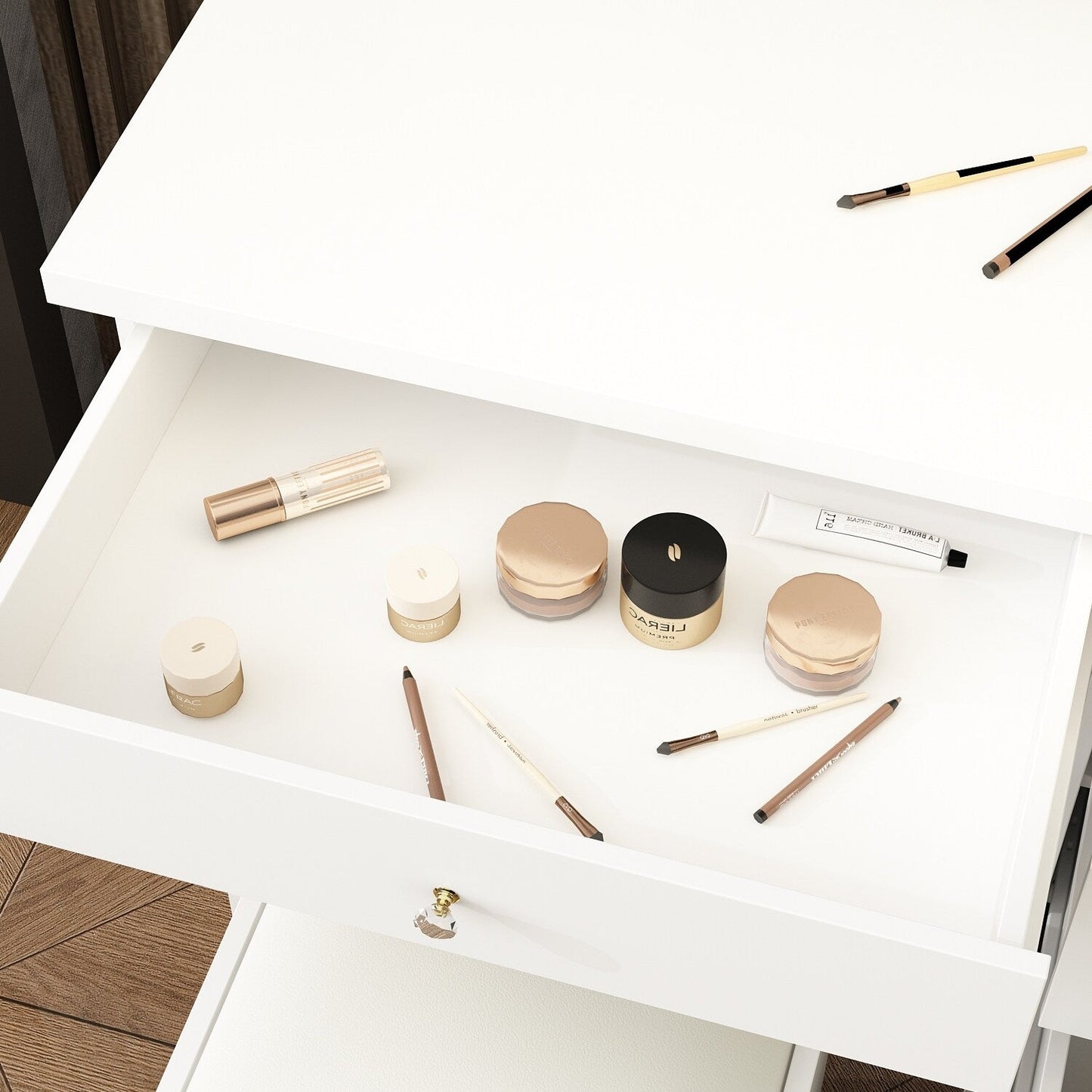 Ensemble coiffeuse et miroir de maquillage de 99,5 cm de large avec tabouret et miroir pour chambre à coucher