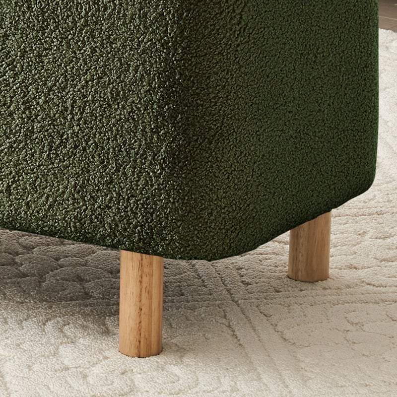 Banquette de rangement en bouclé blanc cassé Sherpa, 39,5 pouces, pouf de rangement, repose-pieds, pour salon, chambre à coucher, avec pieds en bois.