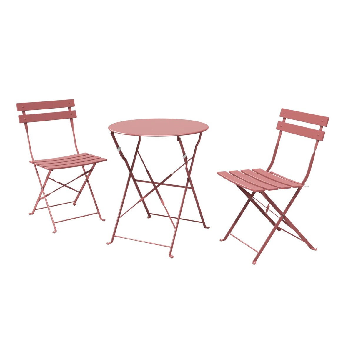 Ensemble de bistro pliable en métal 3 pièces, ensemble de conversation résistant aux intempéries pour l'intérieur et l'extérieur, pour patio, jardin, cour.