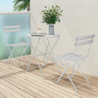 Ensemble de bistro pliable en métal 3 pièces, ensemble de conversation résistant aux intempéries pour l'intérieur et l'extérieur, pour patio, jardin, cour.
