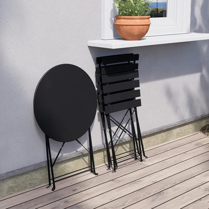 Ensemble de bistro pliable en métal 3 pièces, ensemble de conversation résistant aux intempéries pour l'intérieur et l'extérieur, pour patio, jardin, cour.