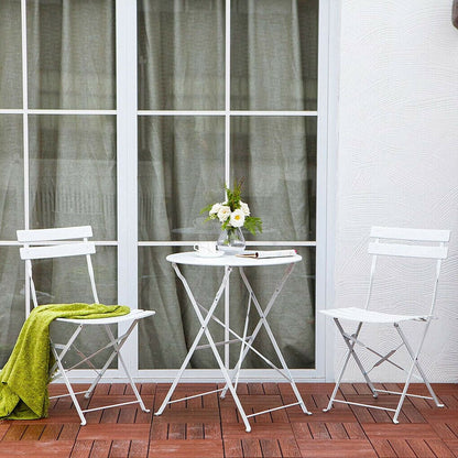 Ensemble de bistro pliable en métal 3 pièces, ensemble de conversation résistant aux intempéries pour l'intérieur et l'extérieur, pour patio, jardin, cour.