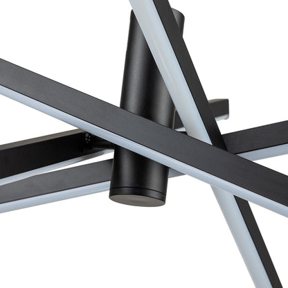 Luminaire suspendu linéaire en forme de sputnik, en aluminium noir/doré, à LED moderne, pour salon/salle à manger/cuisine.