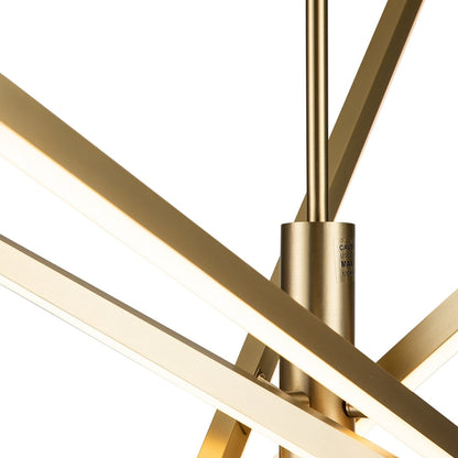 Luminaire suspendu linéaire en forme de sputnik, en aluminium noir/doré, à LED moderne, pour salon/salle à manger/cuisine.