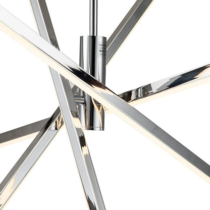 Luminaire suspendu linéaire en forme de sputnik, en aluminium noir/doré, à LED moderne, pour salon/salle à manger/cuisine.