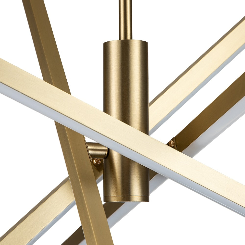 Luminaire suspendu linéaire en forme de sputnik, en aluminium noir/doré, à LED moderne, pour salon/salle à manger/cuisine.