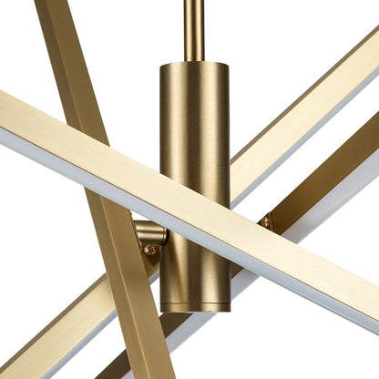 Luminaire suspendu linéaire en forme de sputnik, en aluminium noir/doré, à LED moderne, pour salon/salle à manger/cuisine.