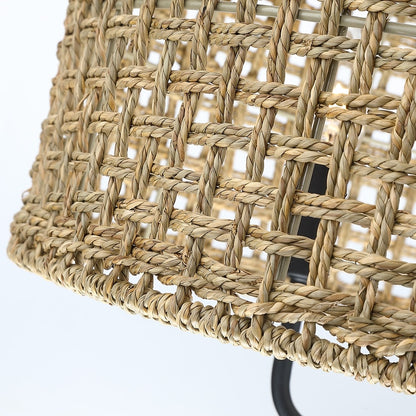 Luminaire suspendu bohémien en forme de tambour tissé à la main, 4 lumières - Paille - 50,8 cm de largeur