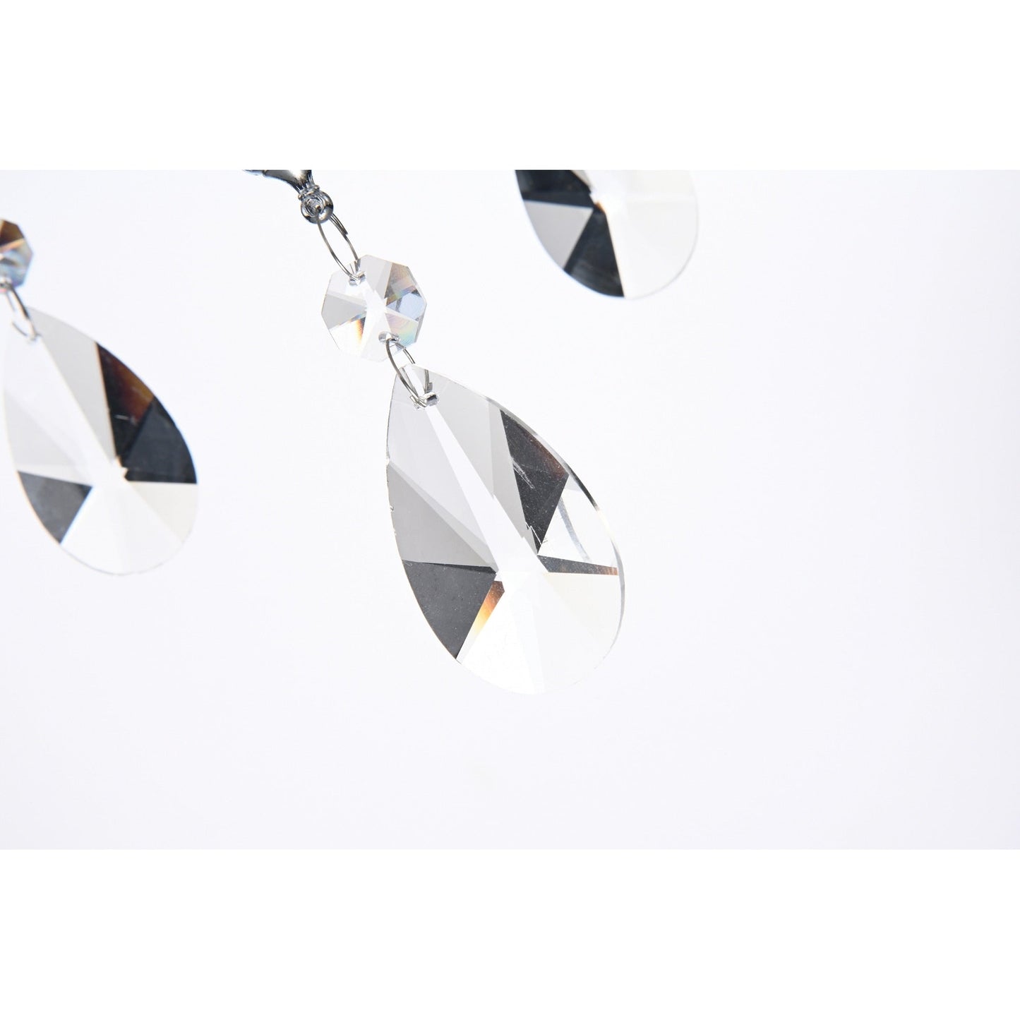 Suspension tambour ronde perlée avec cristaux suspendus