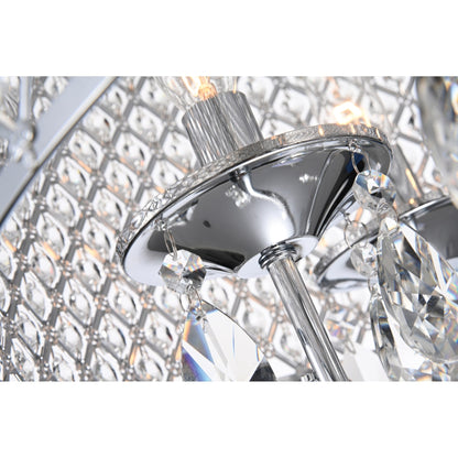 Suspension tambour ronde perlée avec cristaux suspendus