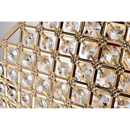 Suspension tambour ronde perlée avec cristaux suspendus